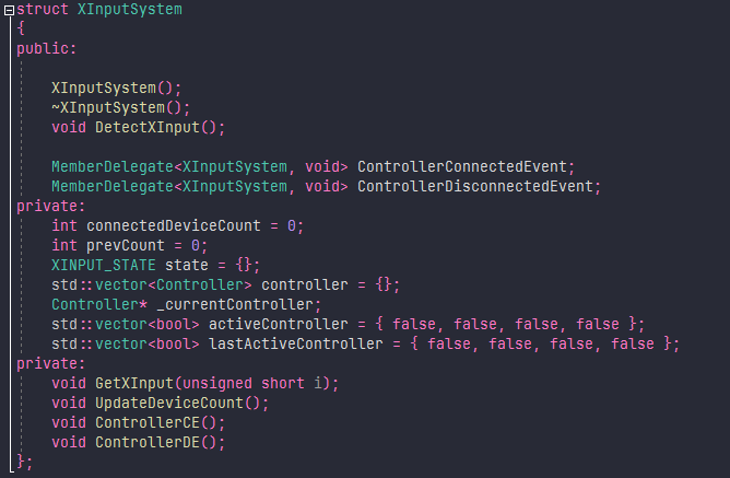 An image showing code of the xinput system class